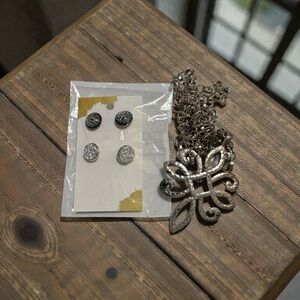 Silver Pendant Necklace and Earring Set